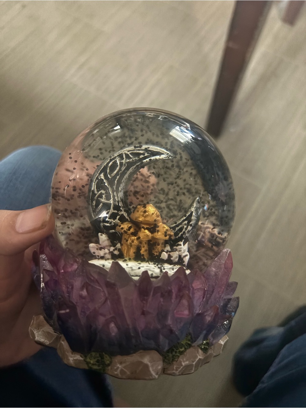 Mystic Moon Snow Globe - Purple/Black Accent